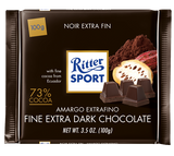 Ritter Sport Fine Extra Dark Chocolate, 73% Cocoa, 100g (3.5 oz) - Parthenon Foods