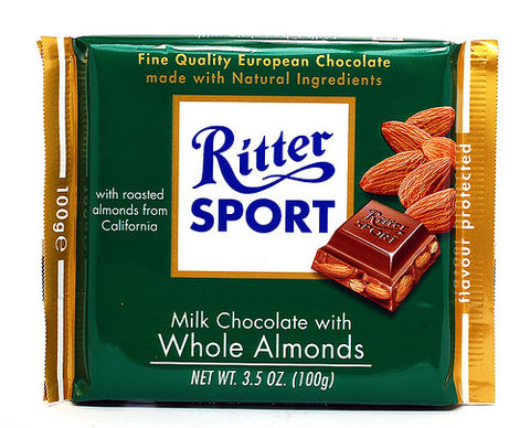 Ritter Sport Milk Chocolate with Whole Almonds, 100g - Parthenon Foods