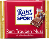 Ritter Sport Milk Chocolate with RUM, Raisins, and Hazelnuts 100g - Parthenon Foods