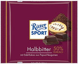 Ritter Sport Dark Bitter Chocolate, 50%, 100g - Parthenon Foods