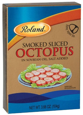 Roland Smoked Sliced Octopus, 3.66-Ounce Cans (Pack of 10) - Parthenon Foods