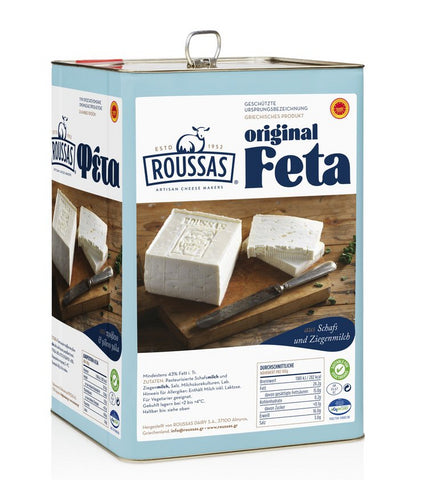Roussas Greek Feta Cheese, 13 kg (28.66 lb) Tin