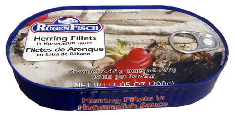 Herring Fillets in Horseradish Sauce (RugenFisch) 200g - Parthenon Foods
