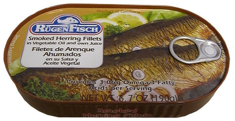 Smoked Herring Fillets (RugenFisch) 6.7 oz (190g) - Parthenon Foods