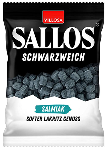 Sallos Schwarzweich Salmiak, Softer Lakritz (Villosa) 200g - Parthenon Foods