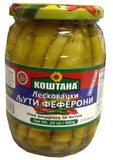 Hot Peppers in Brine, Kostana, 24 oz (680g) Biljana - Parthenon Foods