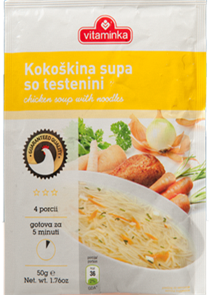 Chicken Flavored Soup with Noodles (vitaminka) 65g (2.29oz) - Parthenon Foods