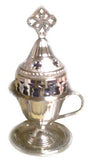Votive Lamp (candili) Oil Burning, Brass SILVER 7.5 in, Standing - Parthenon Foods