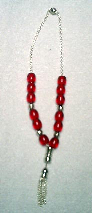 Worry Beads - Komboloi, Red with Silver - Parthenon Foods