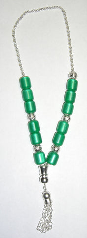 Worry Beads - Komboloi, Green with Silver - Parthenon Foods