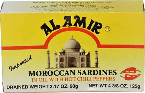 Moroccan Sardines in Oil with Hot Chili Peppers (Al AMIR) 125g - Parthenon Foods