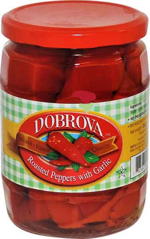 Roasted Red Peppers with Garlic (Dobrova) 15.8 oz - Parthenon Foods