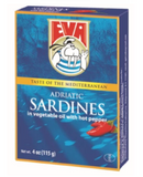 Eva Sardines Hot in Vegetable oil, 115g(4oz) - Parthenon Foods