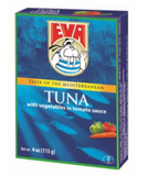 Eva Tuna Fillets with Vegetables in Tomato Sauce, 4 oz (115g) - Parthenon Foods