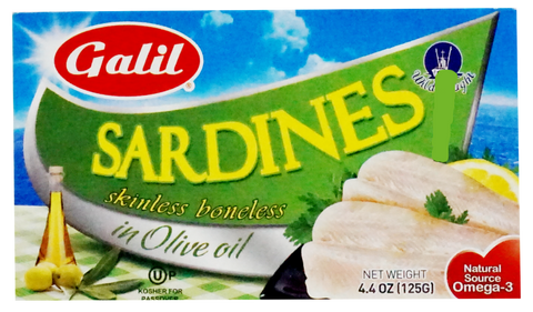 Sardines, Skinless-Boneless in Olive Oil (Galil) 4.4 oz - Parthenon Foods