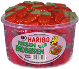 Haribo Riesen Erdbeeren, Gummi Strawberry, Tub - Parthenon Foods