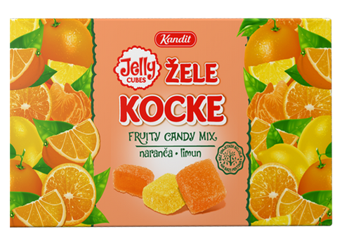 Jelly Candy Cubes, Zele Kocke (Kandit) 320g - Parthenon Foods