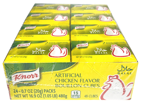 Knorr Chicken Flavor Bouillon Cubes, CASE (24 x 20 g packs), 16.9 oz (480 g) - Parthenon Foods