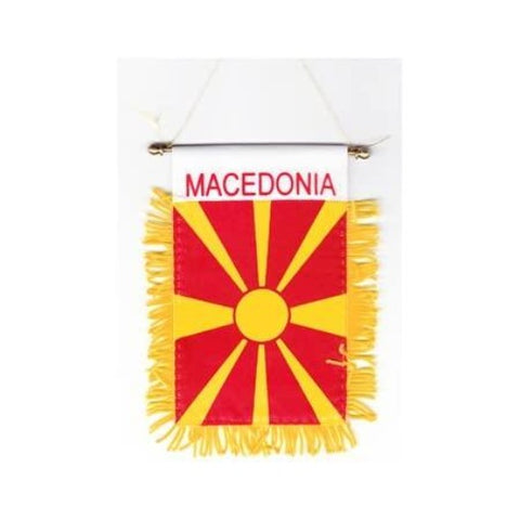 Macedonian Flag with String and Suction Cup, 3 x 5 in. - Parthenon Foods