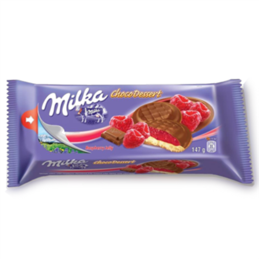 Milka Raspberry Choco Milka Choco Dessert, Raspberry Jelly, 147g – Parthenon Foods