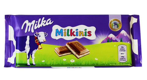 Milka Milkinis Milk Alpine Milk Chocolate with Milk Cream Filling 87.5g - Parthenon Foods