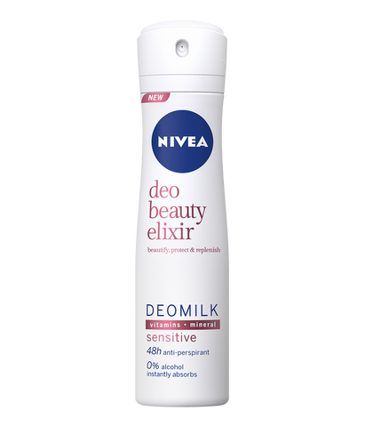 Nivea Spray Deodorant, DeoMilk Beauty Elixir, Sensitive, 150ml - Parthenon Foods