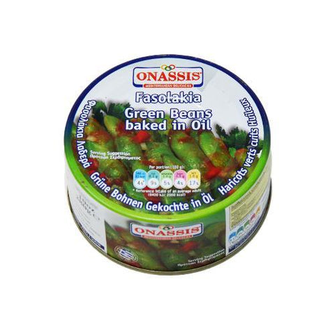 Fasolakia, Green Beans Baked in Oil (Onassis) 10 oz - Parthenon Foods
