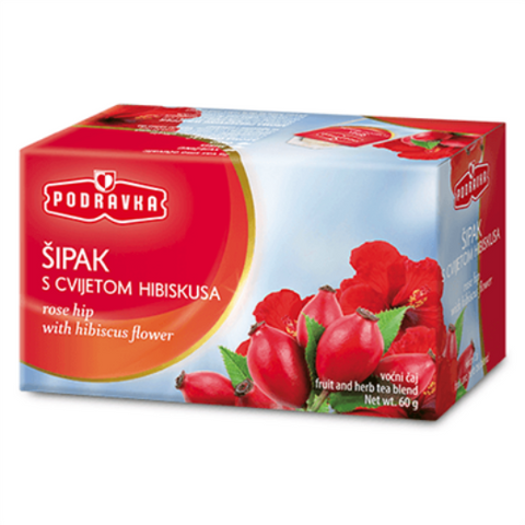 Rose Hip Herb Tea, 20 bags, (podravka) 60g - Parthenon Foods