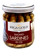 Riga Gold Smoked Sardines in Oil, 100g Jar or Old Riga - Parthenon Foods