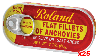 Anchovy Fillets in Olive Oil (Roland) CASE (25 x 2 oz) cans - Parthenon Foods