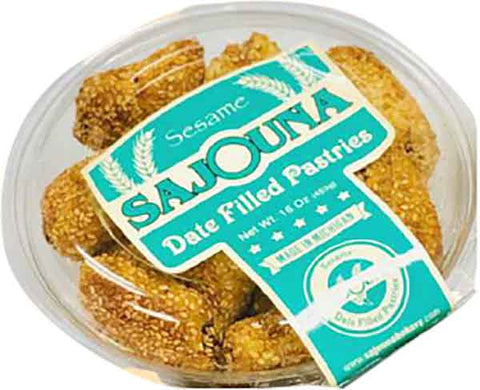 Date Filled Pastries with Sesame Seeds (Sajouna) 16oz - Parthenon Foods