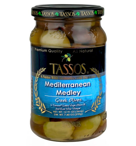 Mediterranean Medley Olives (Tassos) 12.9 oz - Parthenon Foods