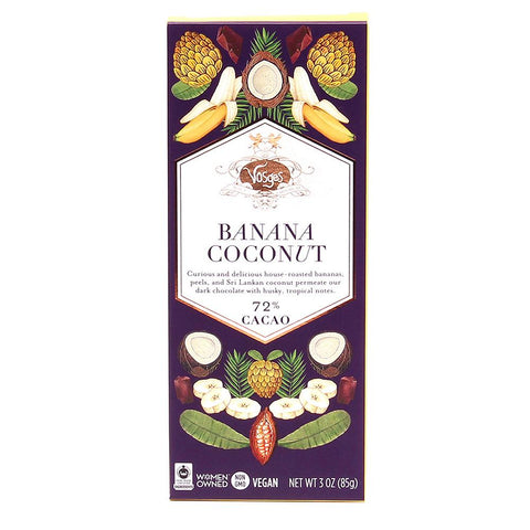 Vosges Vegan Banana Coconut 72% Cacao Chocolate Bar, 3 oz (85g) - Parthenon Foods